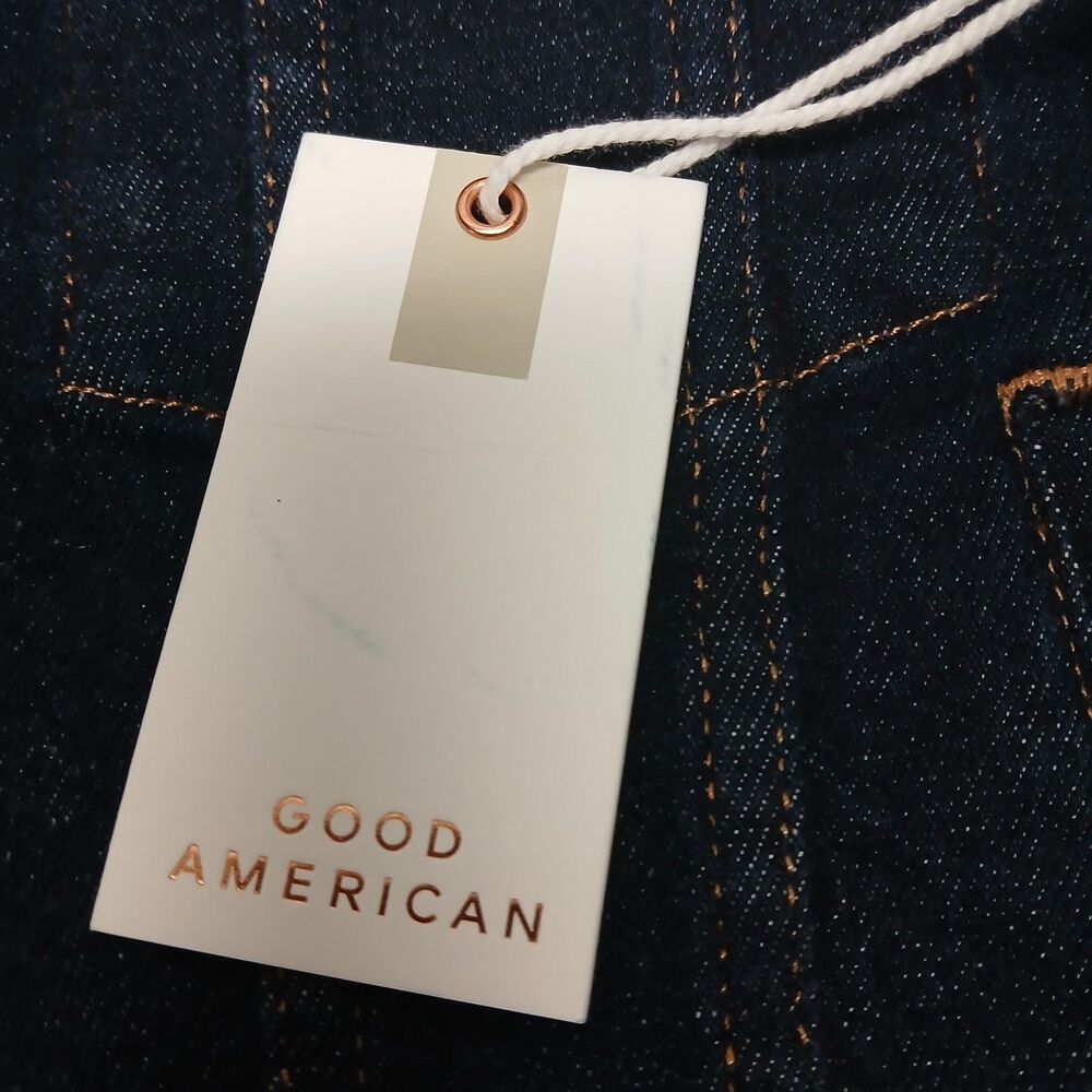 Good American Commit To Fit Denim Blue Jean Jacket NWT Small Dark Wash Cropped - Picture 7 of 12